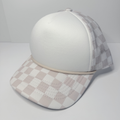 TEELUX - TRUCKER HAT BLANK - Beige / pink Neutral Checkered  W CHECKERED BILL