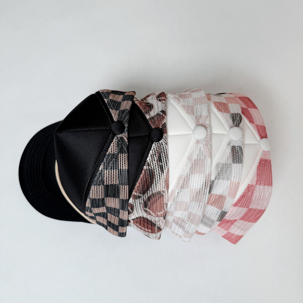 TEELUX - TRUCKER HAT BLANK - Black & Brown Checkered