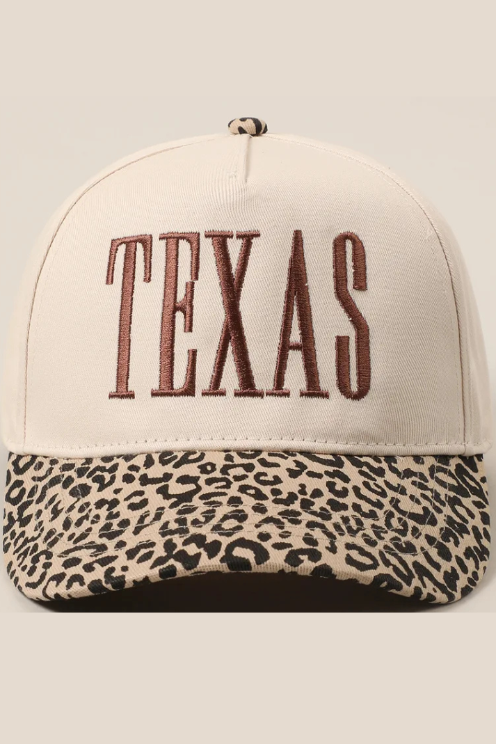 TEXAS Embroidered Hat - Animal Print Bill