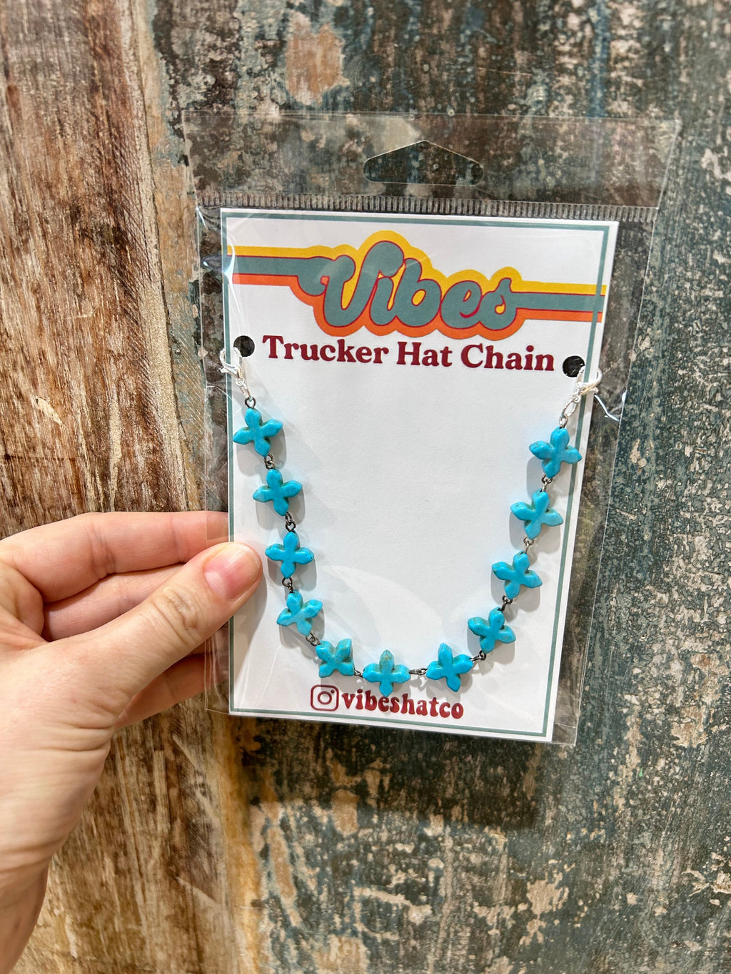 Turquoise Cross Trucker Hat Chain
