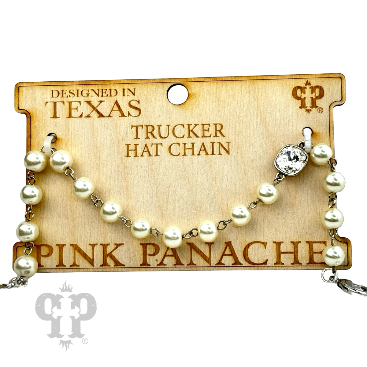 Trucker hat pearl bead chain with Austrian crystal