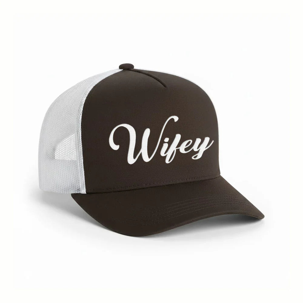 Embroidered Wifey Trucker Hat – Classic Mesh Cap for Wedding or Anniversary