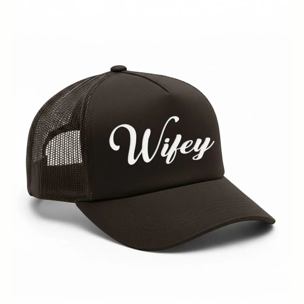 Embroidered Wifey Trucker Hat – Classic Mesh Cap for Wedding or Anniversary