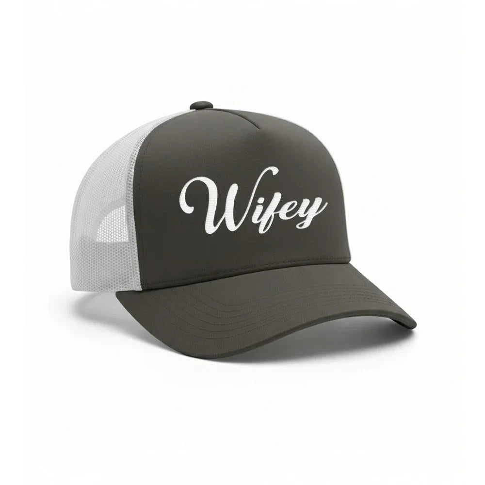 Embroidered Wifey Trucker Hat – Classic Mesh Cap for Wedding or Anniversary