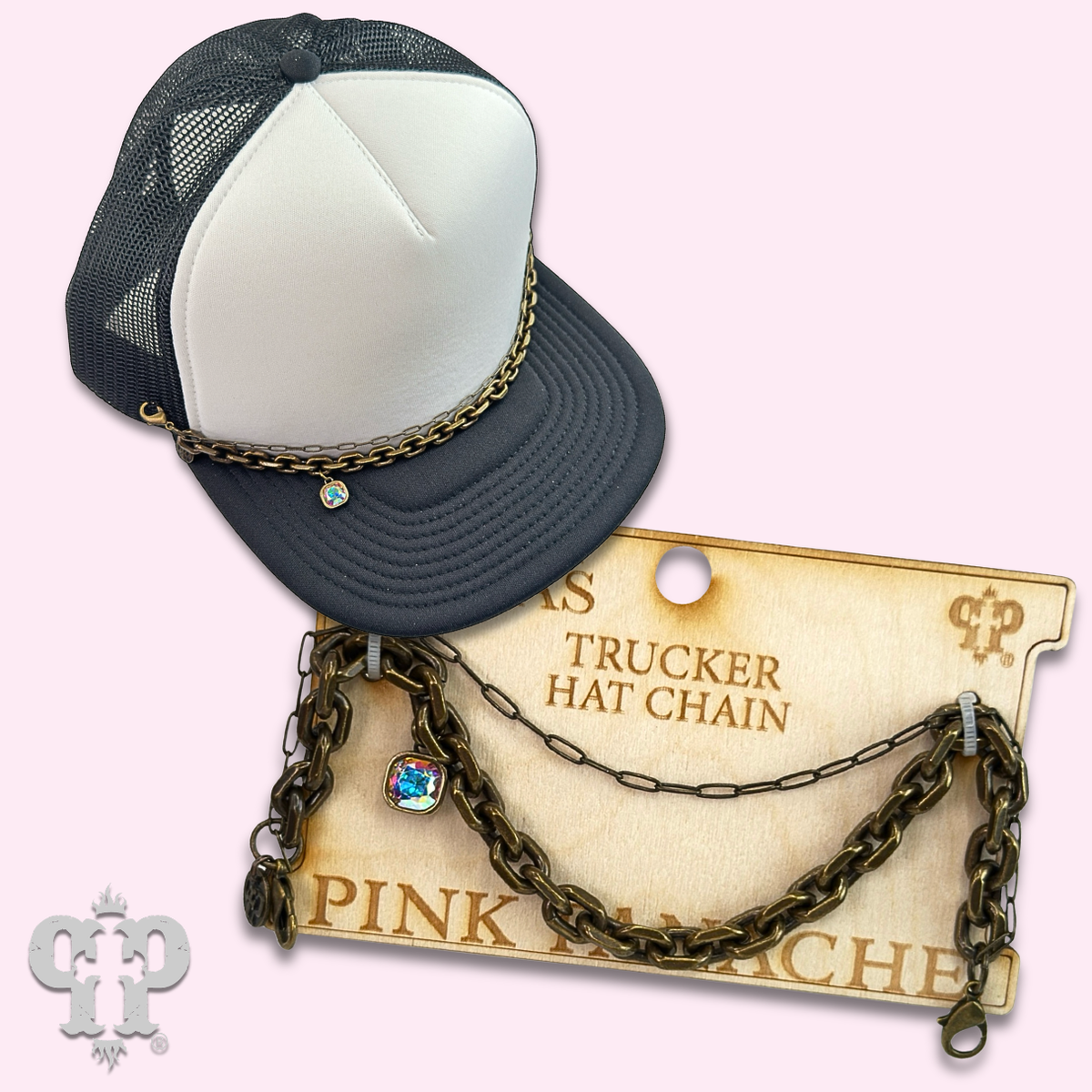 Trucker hat chains with crystal from Swarovski® drop