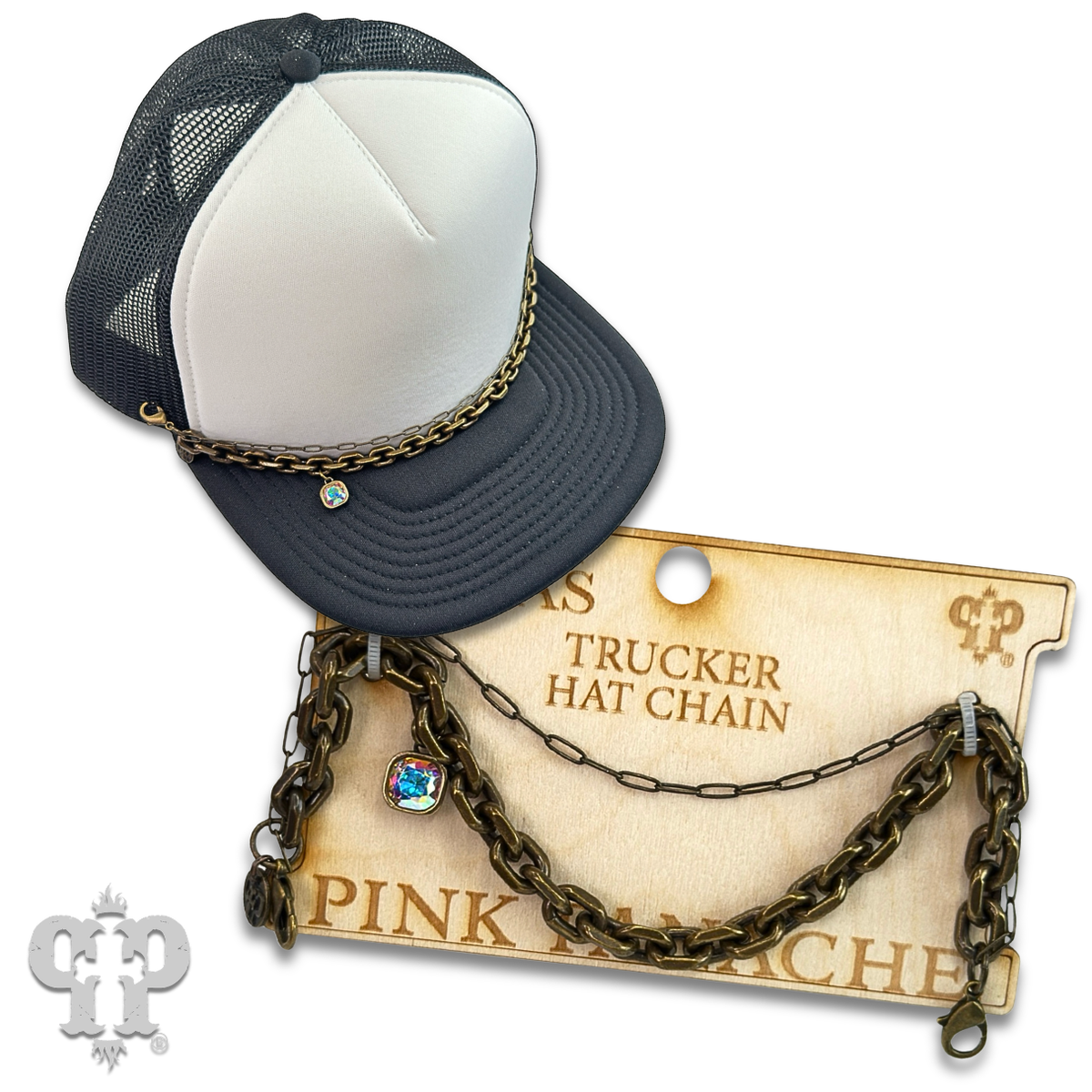 Trucker hat chains with crystal from Swarovski® drop