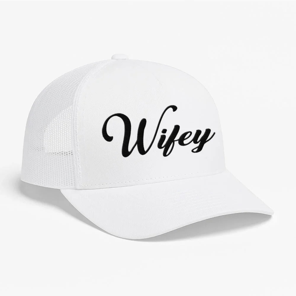 Embroidered Wifey Trucker Hat – Classic Mesh Cap for Wedding or Anniversary